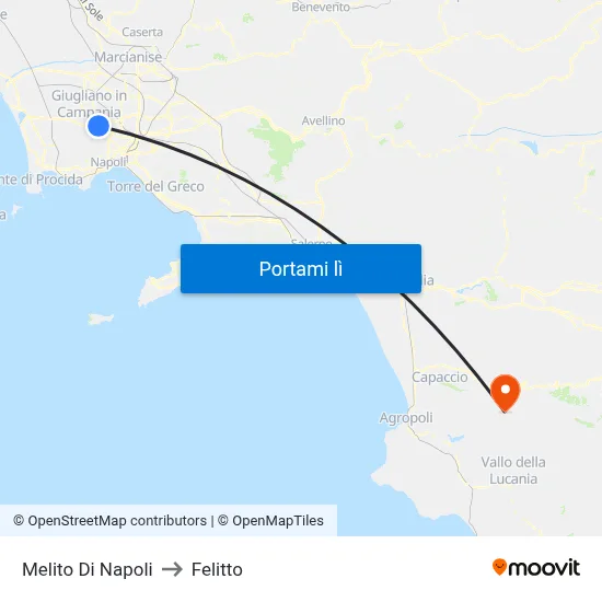 Melito Di Napoli to Felitto map