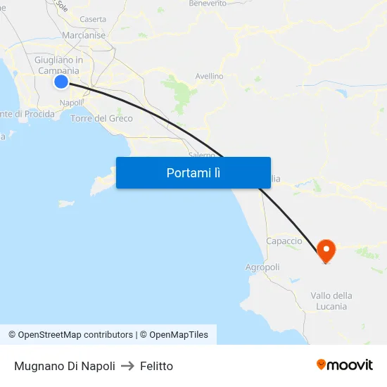 Mugnano Di Napoli to Felitto map