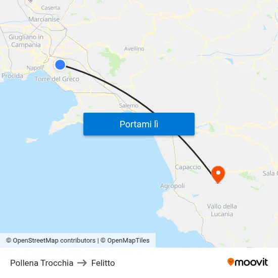 Pollena Trocchia to Felitto map