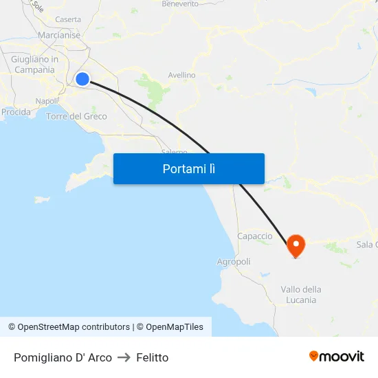 Pomigliano D' Arco to Felitto map