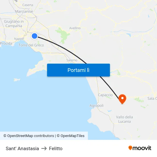 Sant' Anastasia to Felitto map