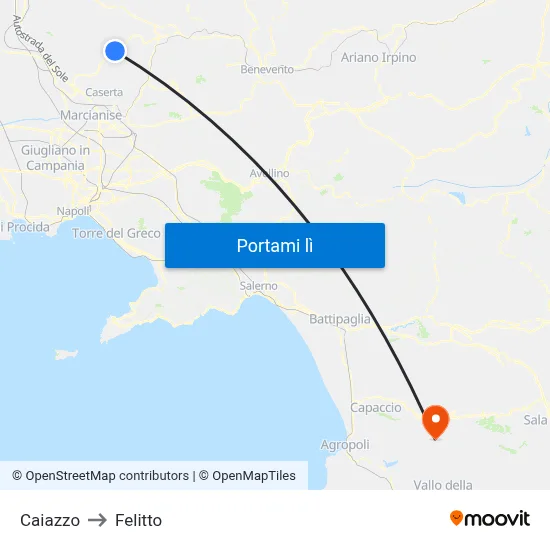 Caiazzo to Felitto map