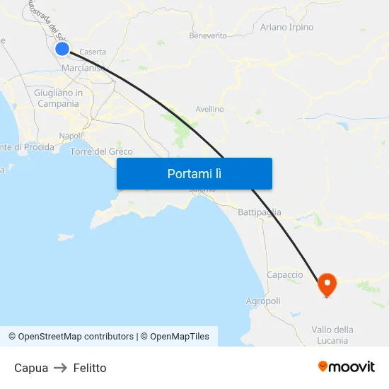 Capua to Felitto map