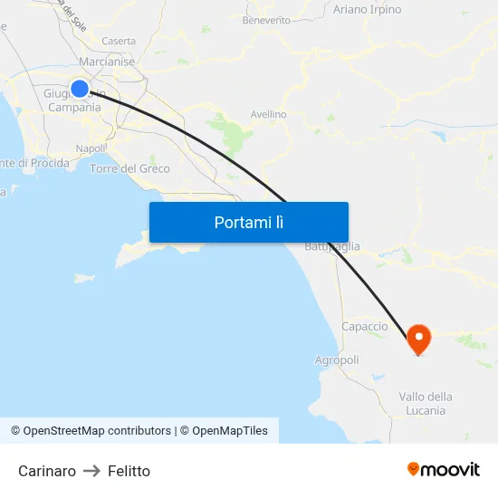 Carinaro to Felitto map