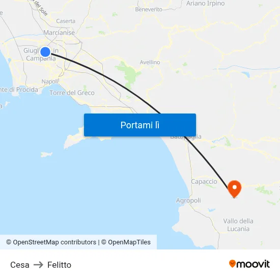 Cesa to Felitto map