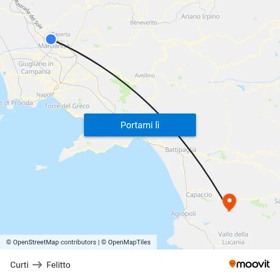 Curti to Felitto map