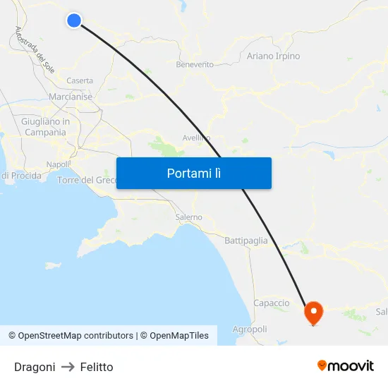 Dragoni to Felitto map