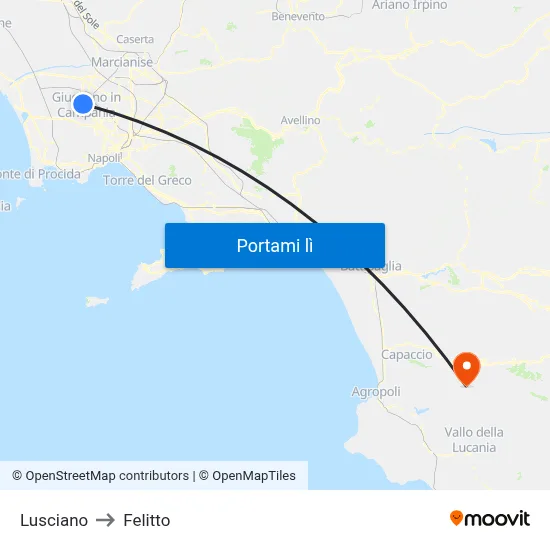Lusciano to Felitto map