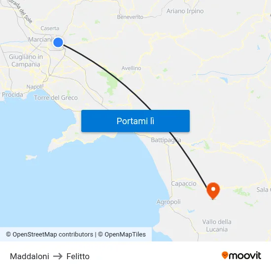 Maddaloni to Felitto map