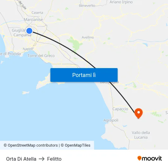 Orta Di Atella to Felitto map