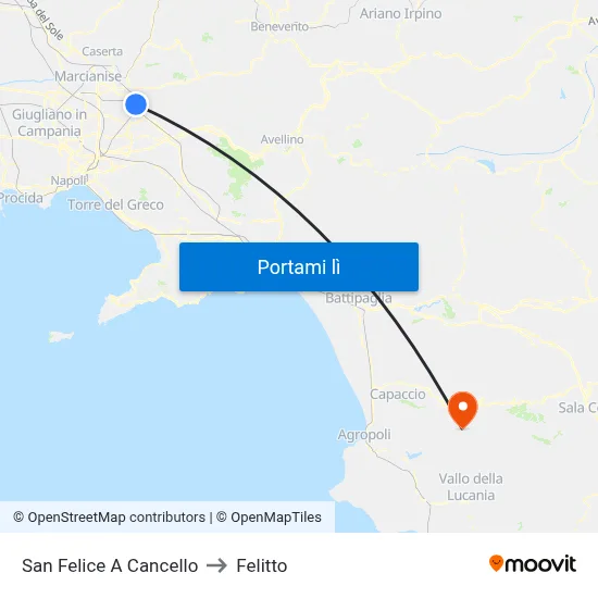 San Felice A Cancello to Felitto map