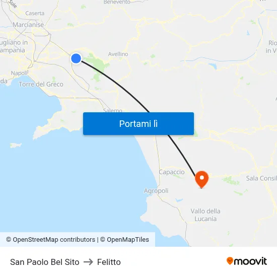 San Paolo Bel Sito to Felitto map