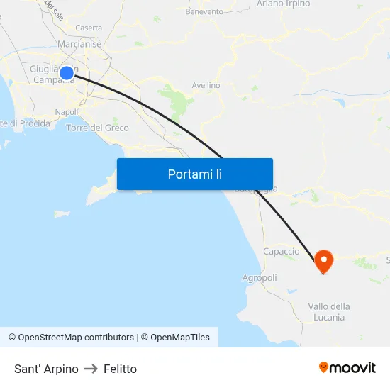 Sant' Arpino to Felitto map