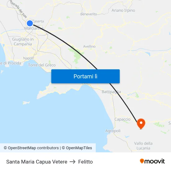 Santa Maria Capua Vetere to Felitto map