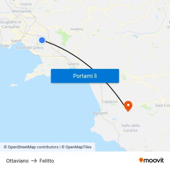 Ottaviano to Felitto map