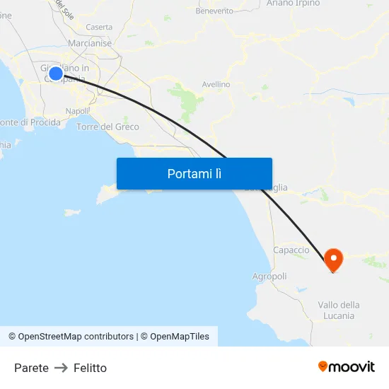 Parete to Felitto map