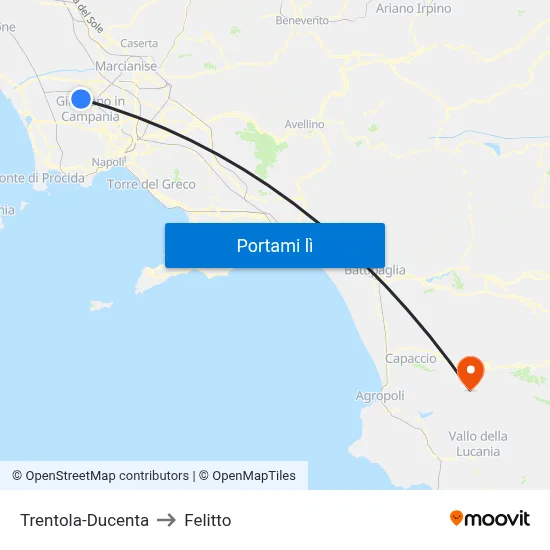 Trentola-Ducenta to Felitto map