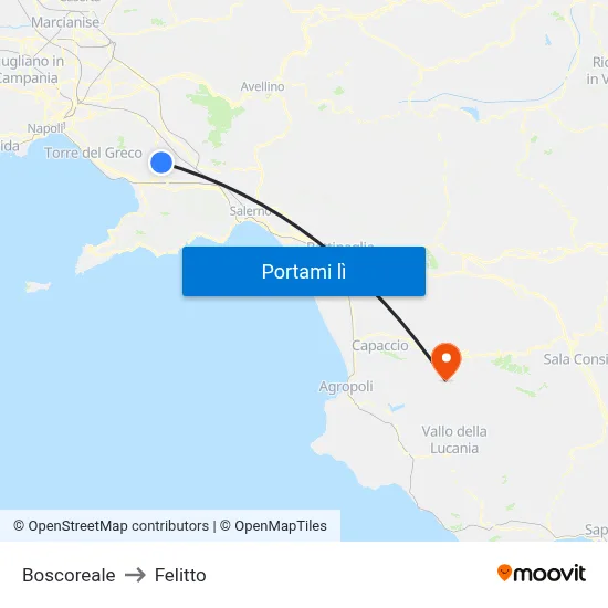 Boscoreale to Felitto map