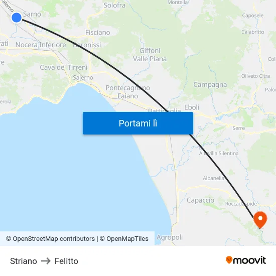 Striano to Felitto map