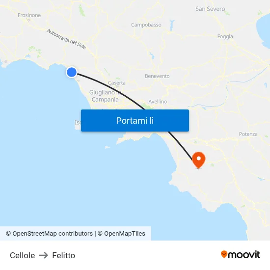 Cellole to Felitto map