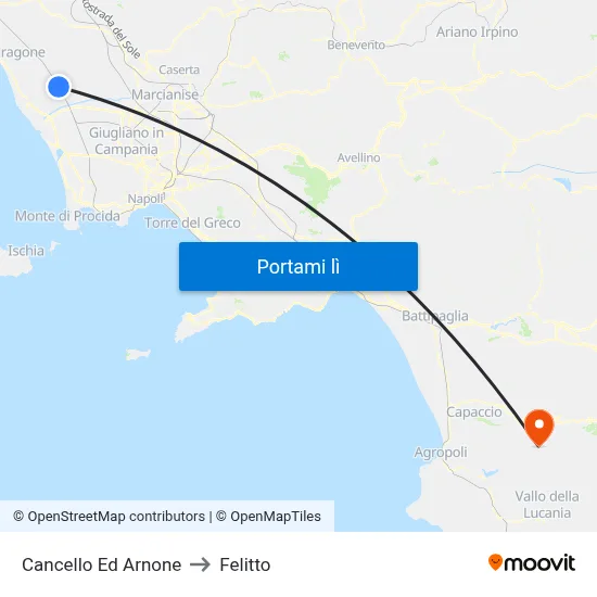 Cancello Ed Arnone to Felitto map