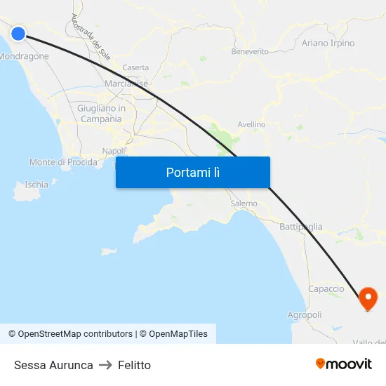 Sessa Aurunca to Felitto map
