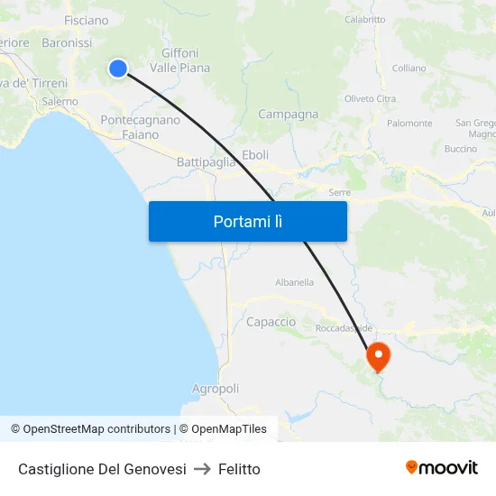 Castiglione Del Genovesi to Felitto map