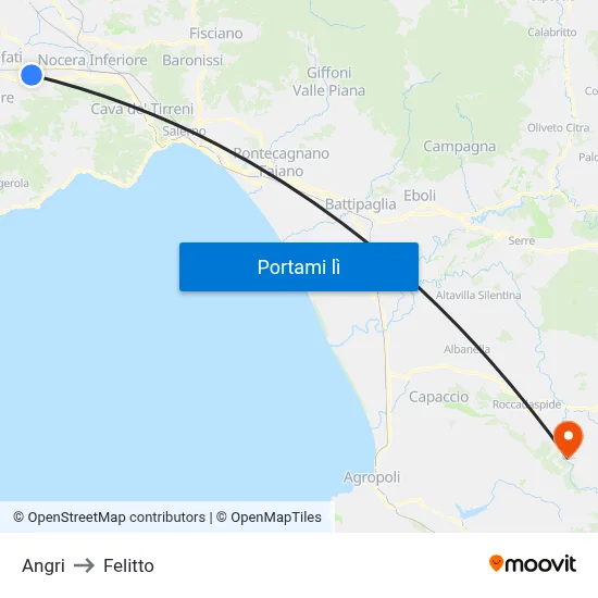 Angri to Felitto map