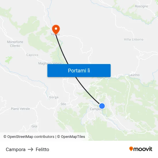 Campora to Felitto map