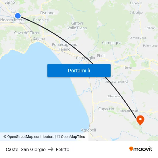 Castel San Giorgio to Felitto map