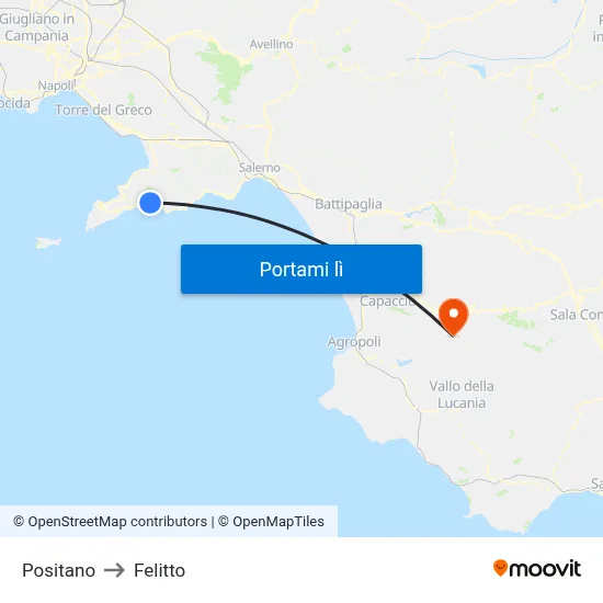 Positano to Felitto map