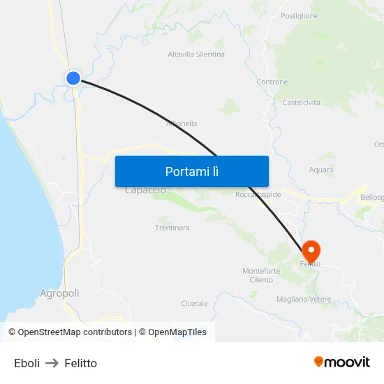Eboli to Felitto map