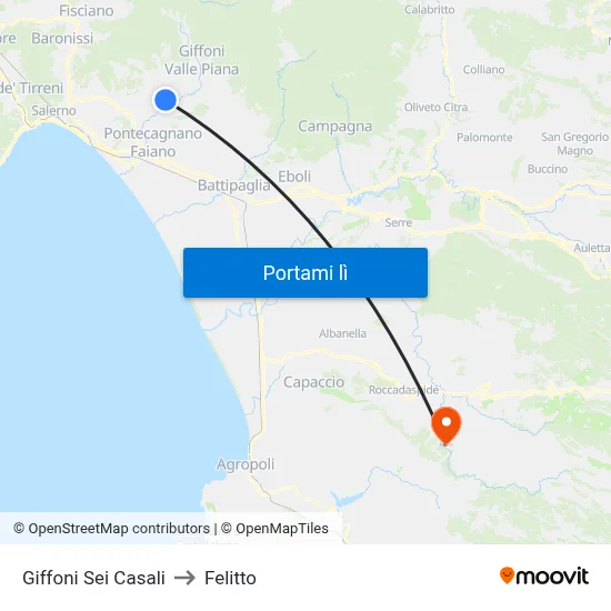 Giffoni Sei Casali to Felitto map