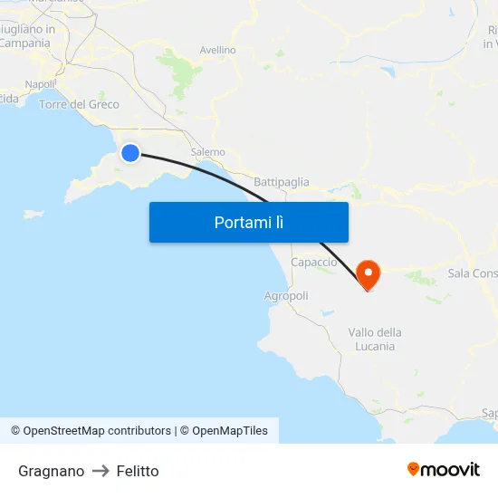 Gragnano to Felitto map