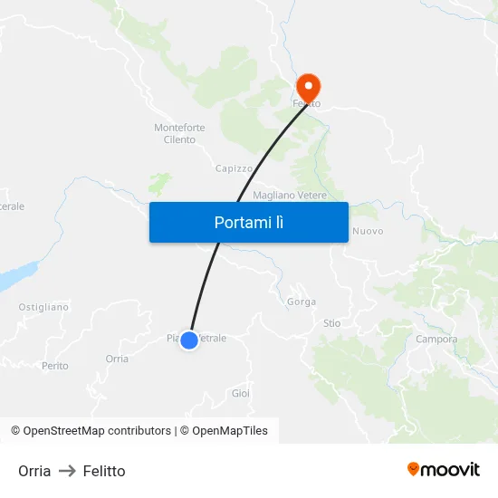 Orria to Felitto map