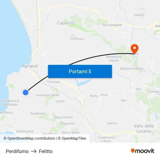 Perdifumo to Felitto map