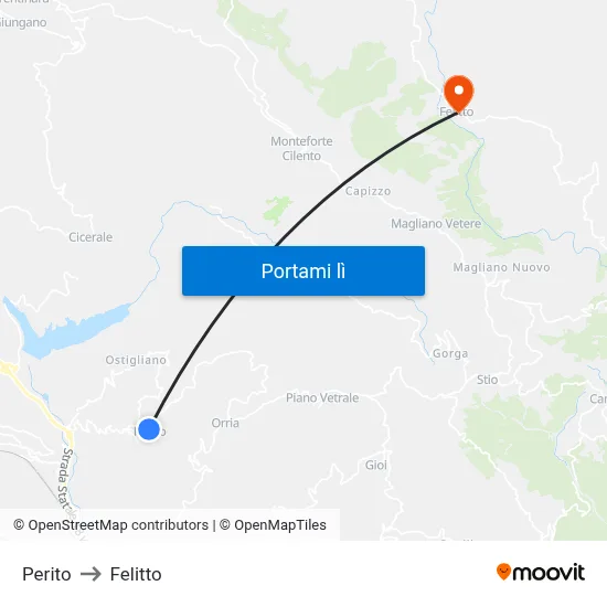 Perito to Felitto map