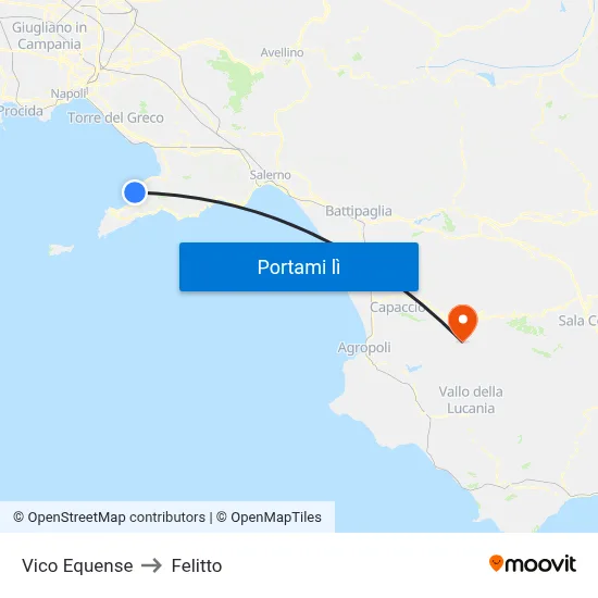 Vico Equense to Felitto map
