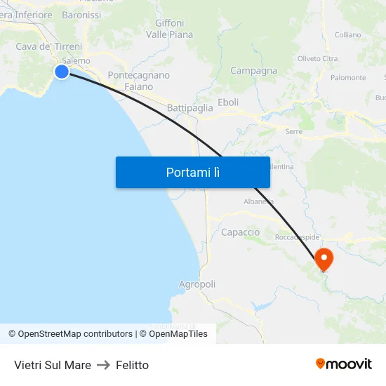 Vietri Sul Mare to Felitto map