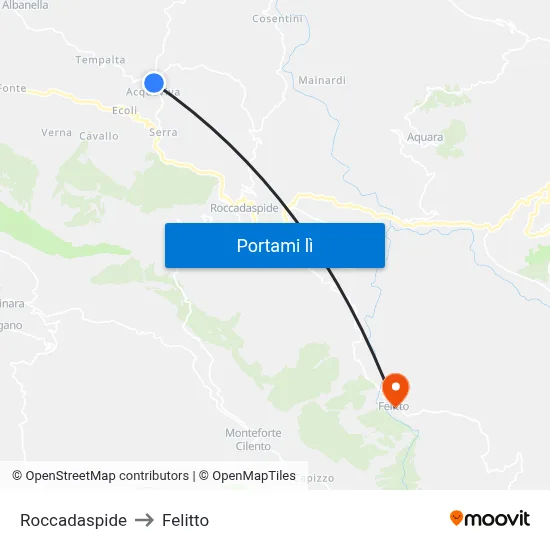 Roccadaspide to Felitto map