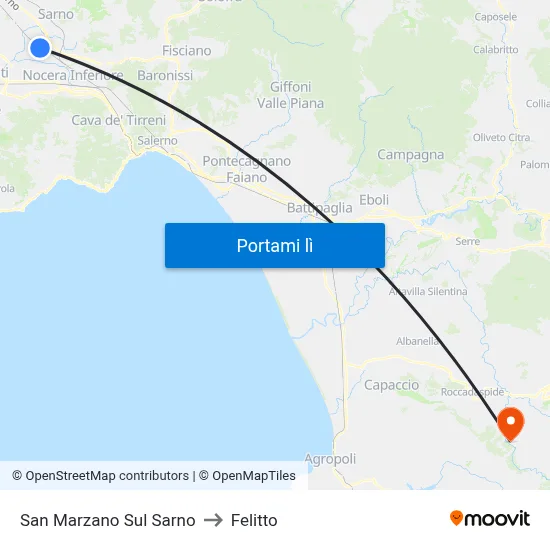 San Marzano Sul Sarno to Felitto map