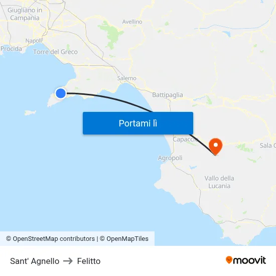 Sant' Agnello to Felitto map