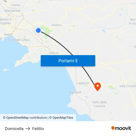 Domicella to Felitto map
