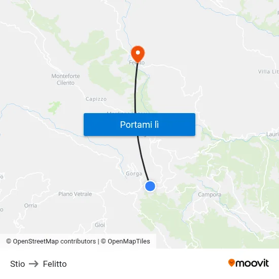 Stio to Felitto map