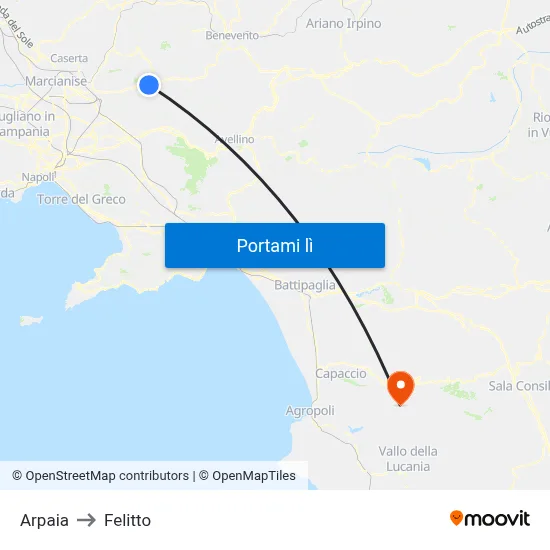 Arpaia to Felitto map