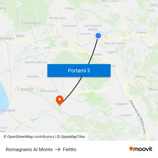 Romagnano Al Monte to Felitto map