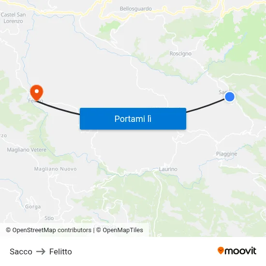 Sacco to Felitto map