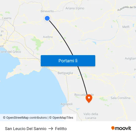 San Leucio Del Sannio to Felitto map