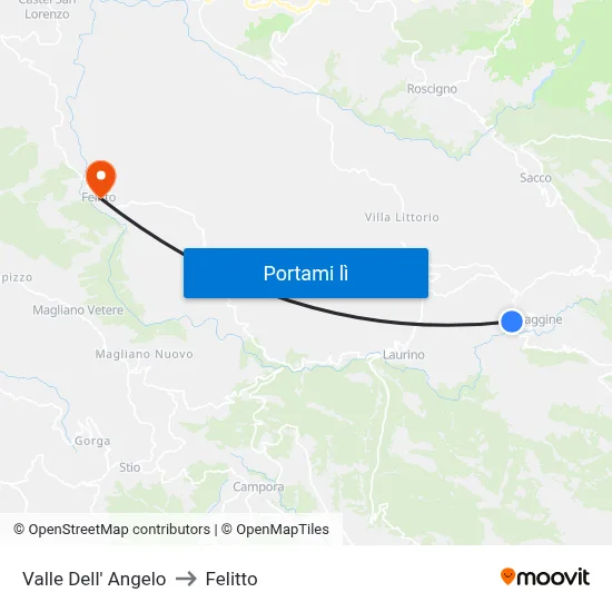 Valle Dell' Angelo to Felitto map