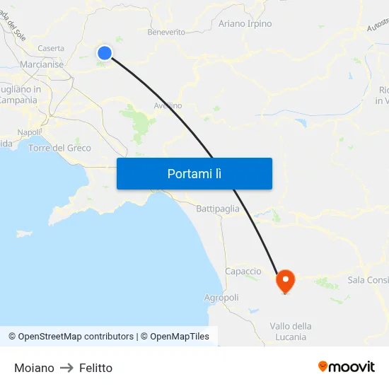 Moiano to Felitto map